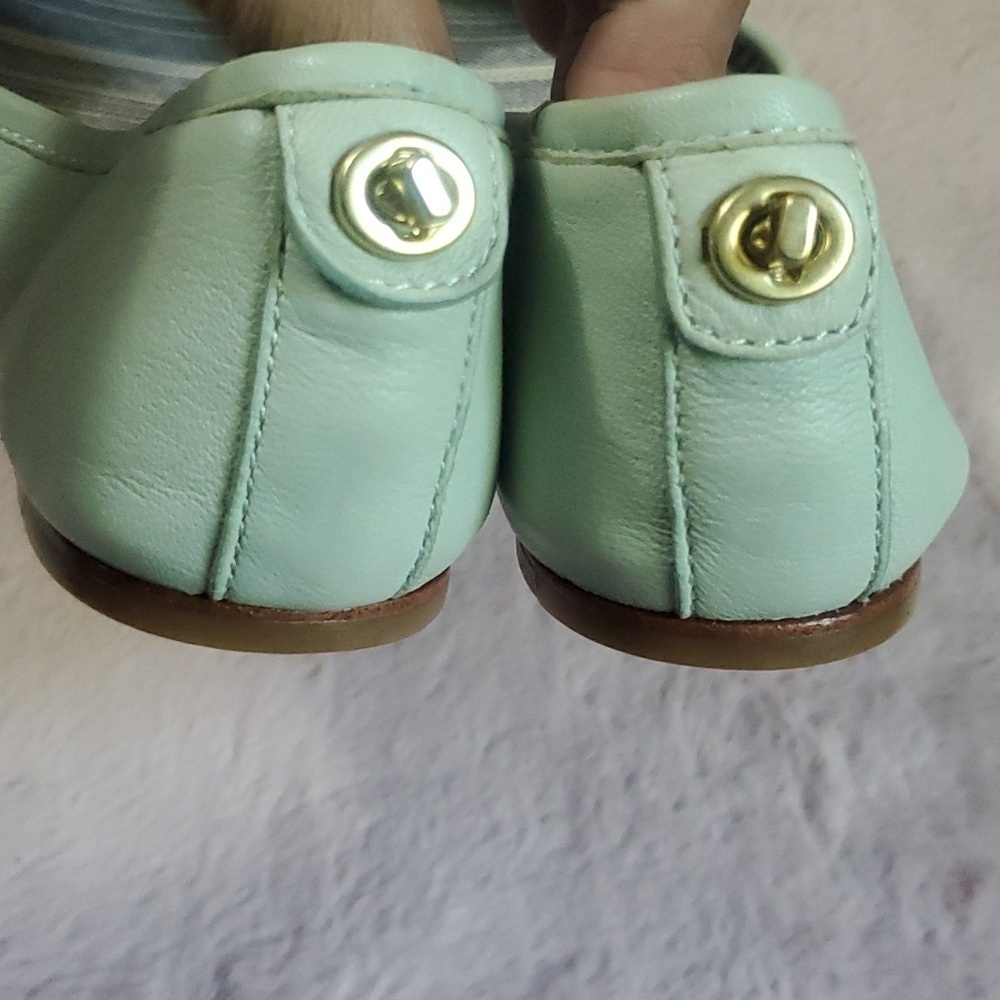 Coach August Leather Comfort Slip On Ballet Flats Light Green Size 6 - Picture 3 of 10
